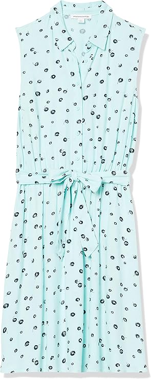 Essentials Women's Relaxed Fit Sleeveless Woven Shirt Dress