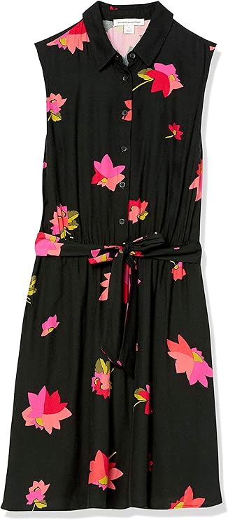 Essentials Women's Relaxed Fit Sleeveless Woven Shirt Dress