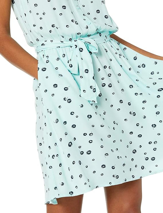 Essentials Women's Relaxed Fit Sleeveless Woven Shirt Dress